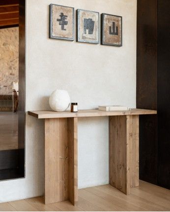 Marine - Consola de madera maciza en tono roble oscuro de 120x80cm