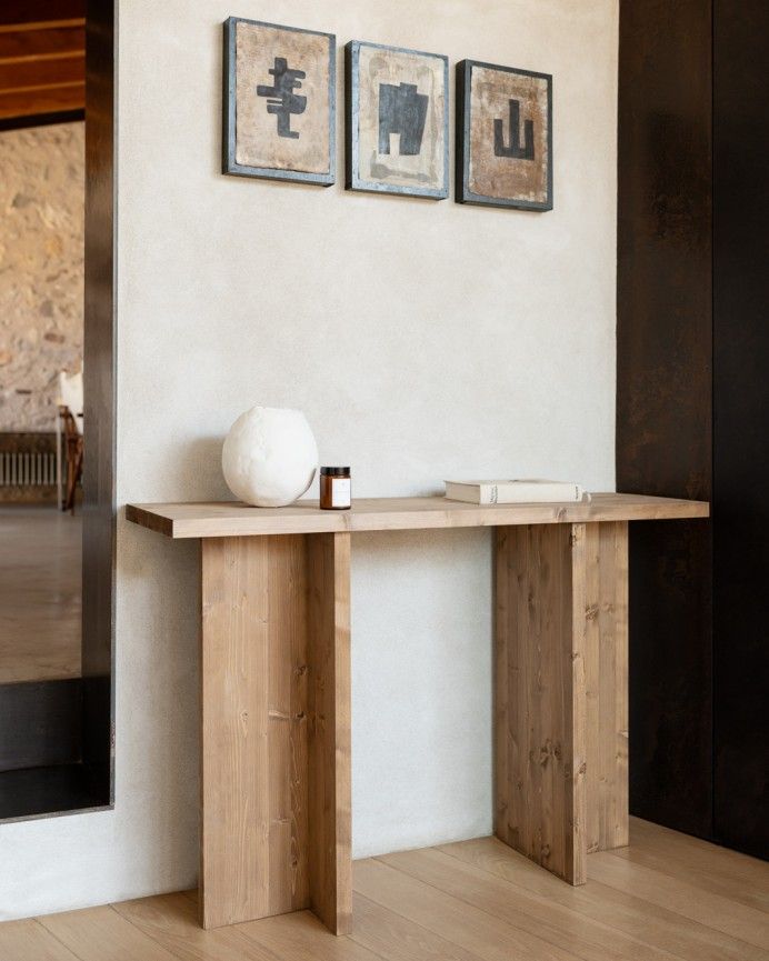 Marine - Consola de madera maciza en tono roble oscuro de 120x80cm