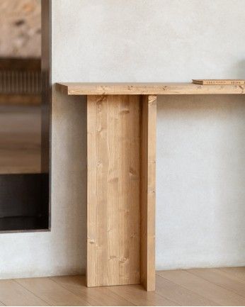 Marine - Consola de madera maciza en tono roble medio de 120x80cm