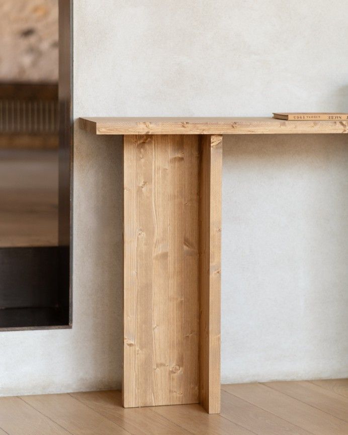 Marine - Consola de madera maciza en tono roble medio de 120x80cm