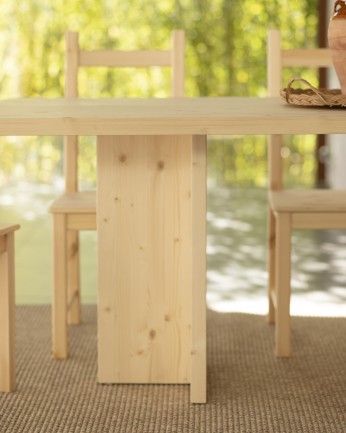 Marine - Mesa de comedor barnizada de madera maciza en tono natural de varias medidas