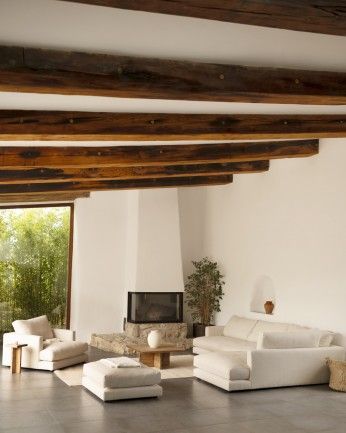 Marine - Mesa de centro cuadrada de madera maciza en tono roble oscuro de 80x80cm