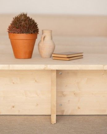 Marine - Mesa de centro de madera maciza en tono natural de 120x70cm