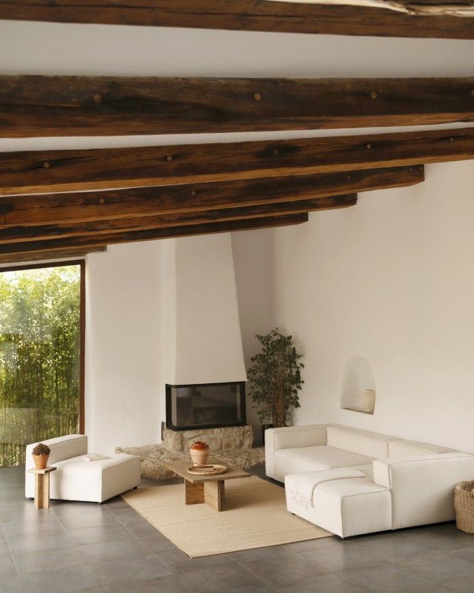 Marine - Mesa de centro de madera maciza en tono roble oscuro de 120x70cm