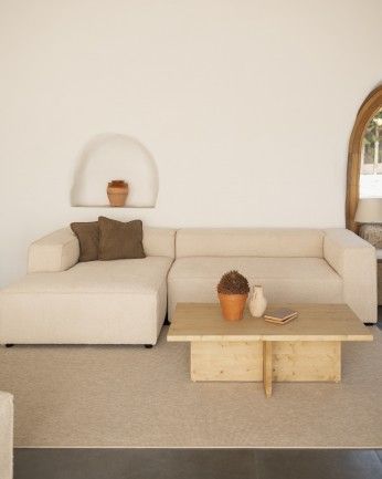 Marine - Mesa de centro de madera maciza en tono roble medio de 120x70cm