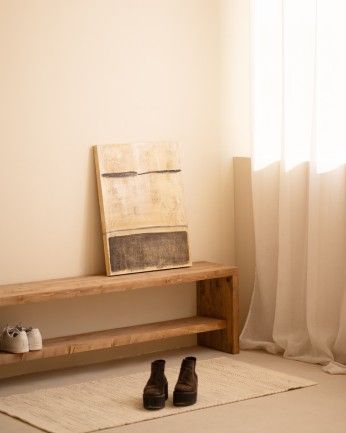 Denia - Banco zapatero de madera maciza en tono roble oscuro de varias medidas
