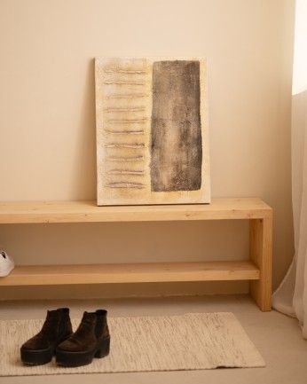 Denia - Banco zapatero de madera maciza en tono roble medio de varias medidas