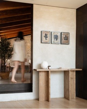 Marine - Consola de madera maciza en tono roble oscuro de 120x80cm