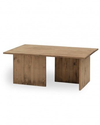 Marine - Mesa de centro de madera maciza tono roble oscuro 40x100cm