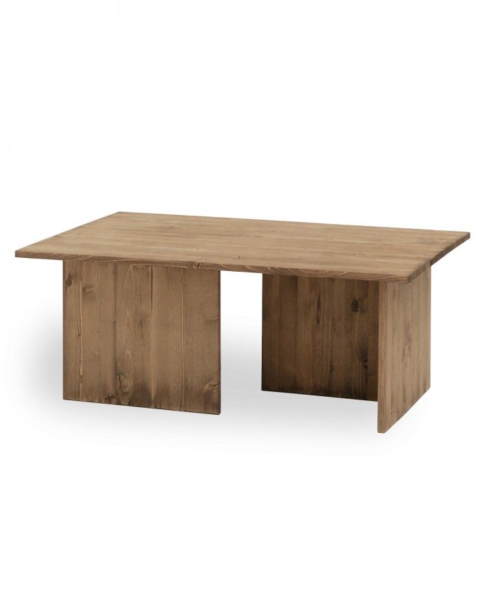 Marine - Mesa de centro de madera maciza tono roble oscuro 40x100cm