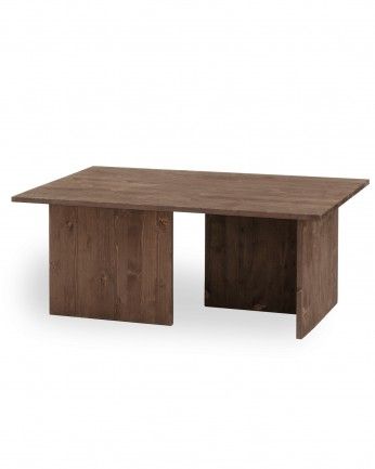 Marine - Mesa de centro de madera maciza tono nogal 40x100cm