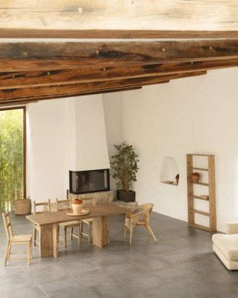 Marine - Mesa de comedor barnizada de madera maciza en tono roble oscuro de varias medidas