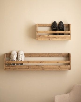 Box - Estante zapatero de madera maciza en tono roble oscuro de varias medidas
