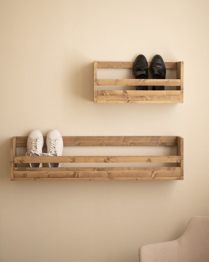 Box - Estante zapatero de madera maciza en tono roble oscuro de varias medidas