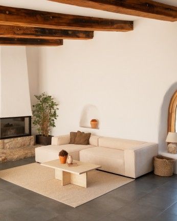 Marine - Mesa de centro de madera maciza en tono natural de 120x70cm