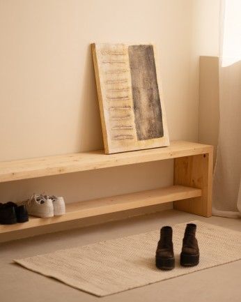 Denia - Banco zapatero de madera maciza en tono roble medio de varias medidas