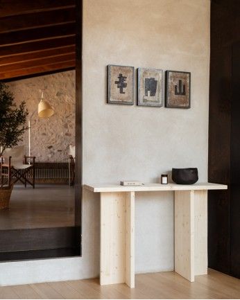 Marine - Consola de madera maciza en tono natural de 120x80cm