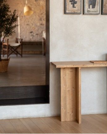 Marine - Consola de madera maciza en tono roble medio de 120x80cm