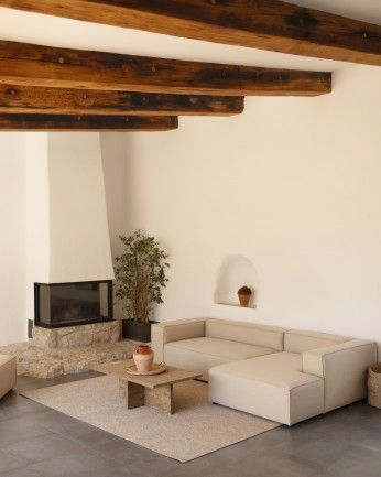 Marine - Mesa de centro de madera maciza en tono roble oscuro de 120x70cm