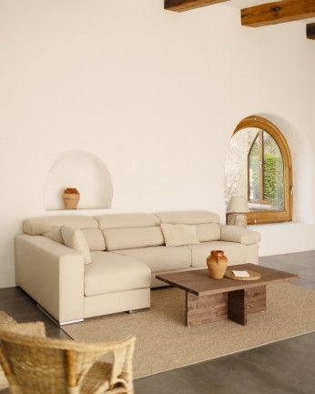 Marine - Mesa de centro de madera maciza en tono nogal de 120x70cm