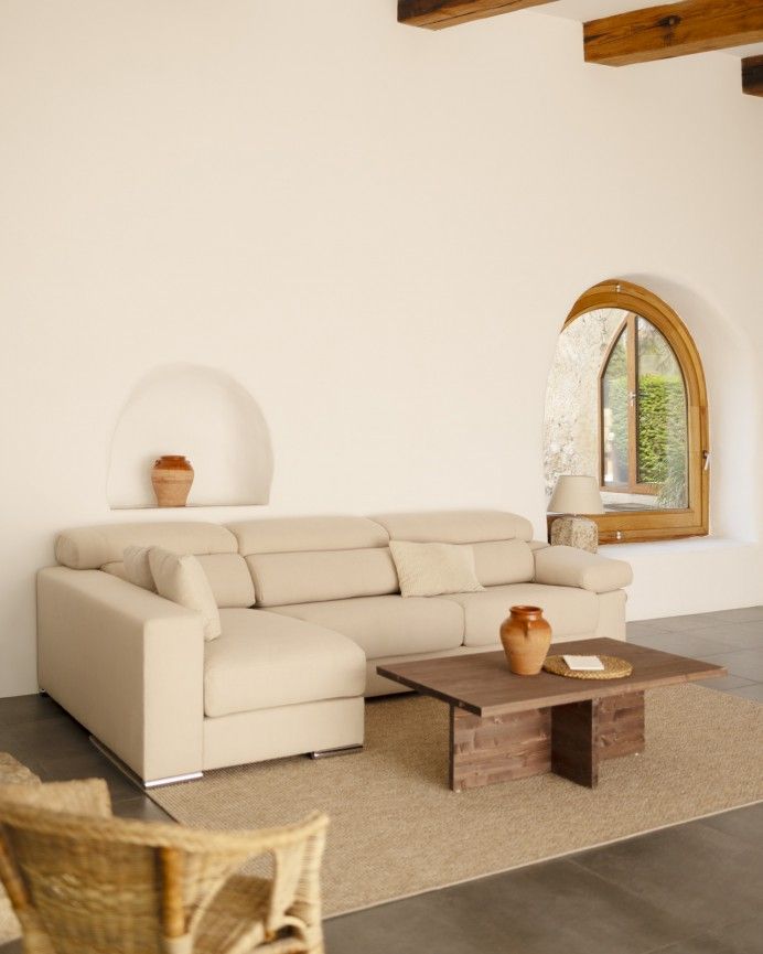 Marine - Mesa de centro de madera maciza en tono nogal de 120x70cm