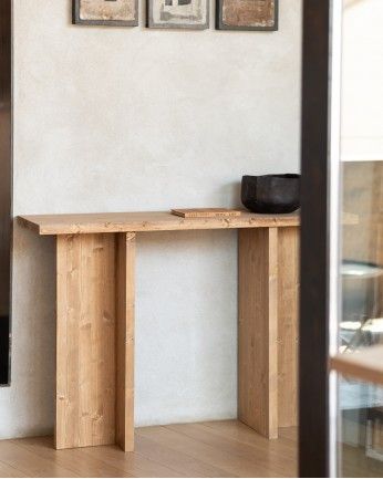 Marine - Consola de madera maciza en tono roble medio de 120x80cm