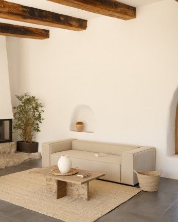 Marine - Mesa de centro de madera maciza en tono roble oscuro de 120x70cm