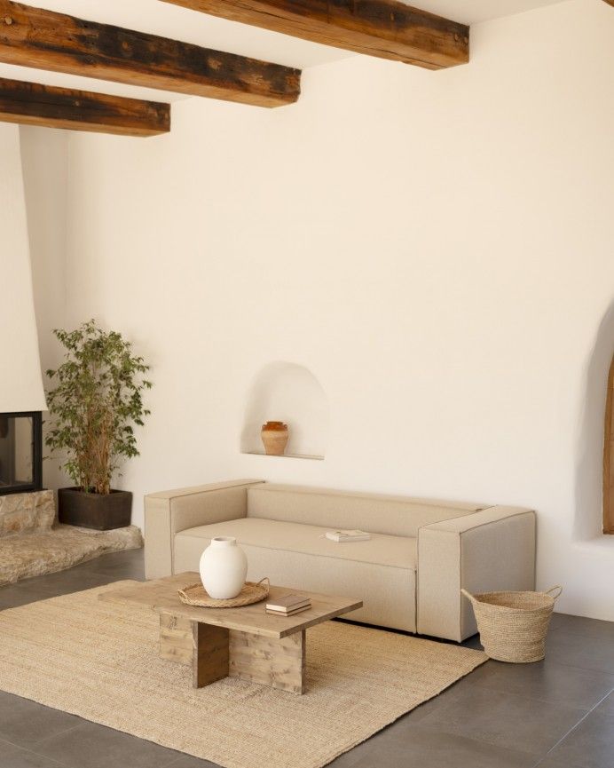 Marine - Mesa de centro de madera maciza en tono roble oscuro de 120x70cm