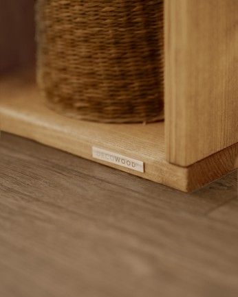 Leyre - Estanteria de madera maciza en tono roble medio con 1 estante