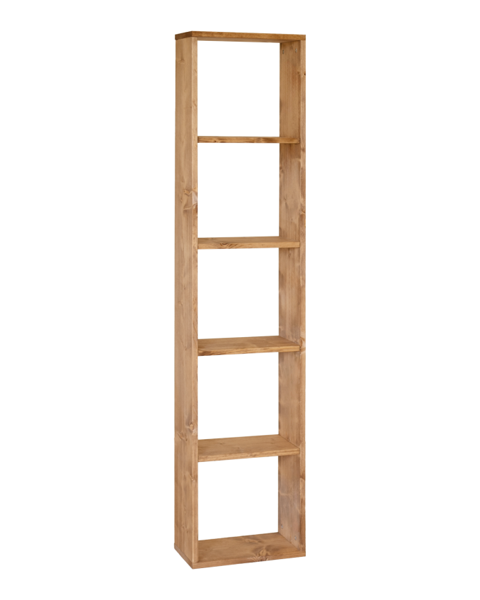 Leyre - Estanteria de madera maciza en tono roble medio con 4 estantes