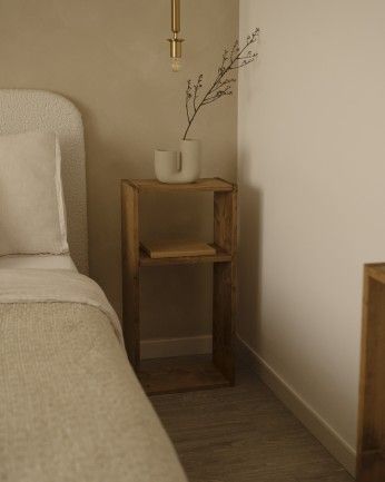 Leyre - Mueble auxiliar de madera maciza en tono roble oscuro con 1 separador
