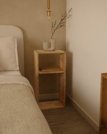 Leyre - Mueble auxiliar de madera maciza en tono roble medio con 1 separador