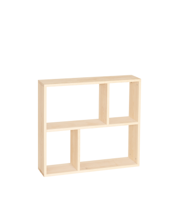 Leyre - Mueble auxiliar de madera maciza en tono natural con 1 estante y 2 separadores