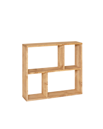 Leyre - Mueble auxiliar de madera maciza en tono roble media con 1 estante y 2 separadores