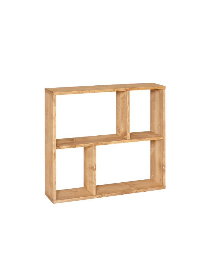 Leyre - Mueble auxiliar de madera maciza en tono roble media con 1 estante y 2 separadores