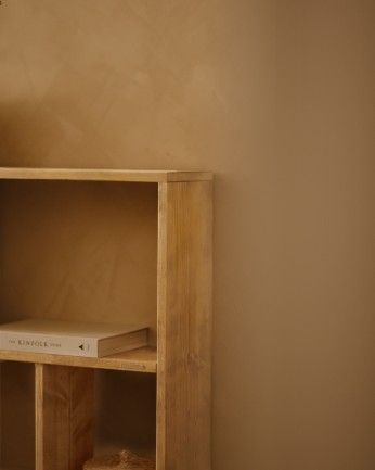 Leyre - Mueble auxiliar de madera maciza en tono roble media con 1 estante y 2 separadores