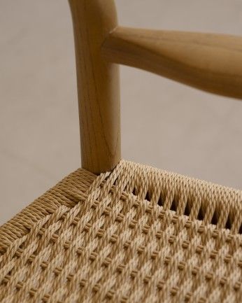 Alaia - Silla de madera olmo y asiento trenzado de cuerda en tono natural de 78x54cm EN PREVENTA DISPONIBLE A FINALES DE JULIO