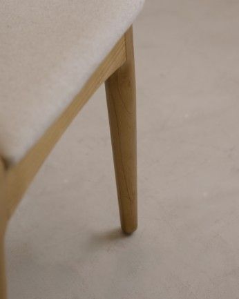 Nekane - Silla de madera olmo tono natural y asiento tapizado color beige de 79x49cm, PREVENTA DISPONIBLE A FINALES DE JULIO