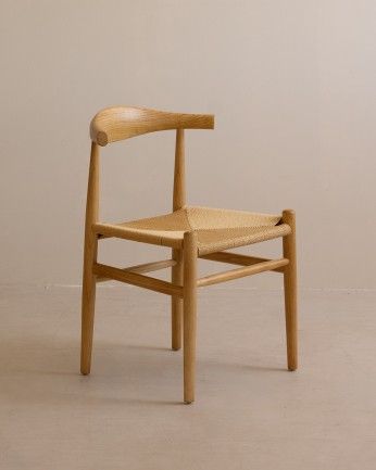 Eider - Silla de madera olmo y asiento trenzado de cuerda en tono natural de 78x51cm EN PREVENTA DISPONIBLE A FINALES DE JULIO