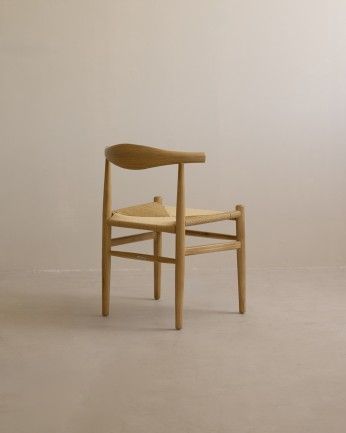 Eider - Silla de madera olmo y asiento trenzado de cuerda en tono natural de 78x51cm EN PREVENTA DISPONIBLE A FINALES DE JULIO