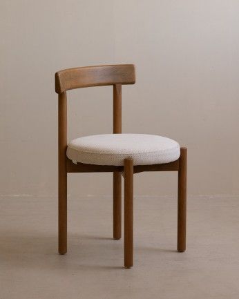 Elaia - Silla de madera de haya con asiento tapizado color blanco de 75x38cm PRODUCTO EN PREVENTA DISPONIBLE A FINALES DE JULIO