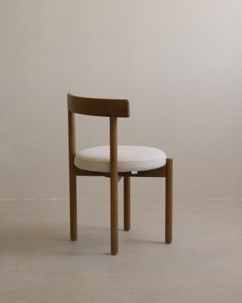 Elaia - Silla de madera de haya con asiento tapizado color blanco de 75x38cm PRODUCTO EN PREVENTA DISPONIBLE A FINALES DE JULIO