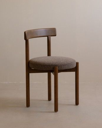 Elaia - Silla de madera de haya con asiento tapizado color marrón de 75x38cm PRODUCTO EN PREVENTA DISPONIBLE A FINALES DE JULIO