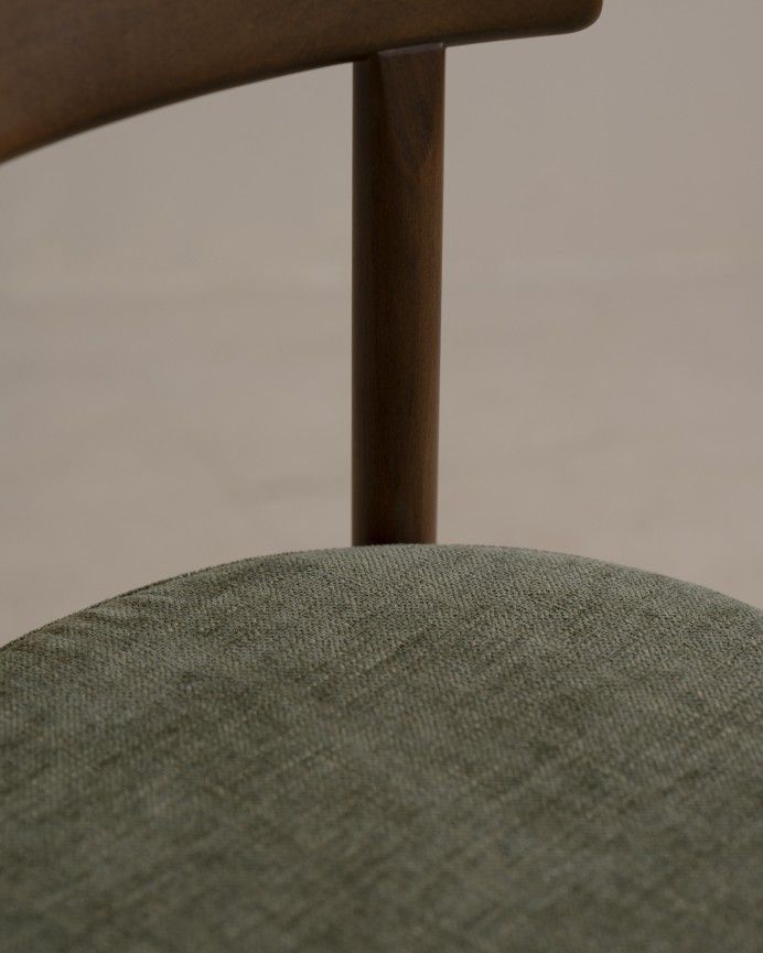 Elaia - Silla de madera de haya con asiento tapizado color verde de 75x38cm, PRODUCTO EN PREVENTA DISPONIBLE A FINALES DE JULIO