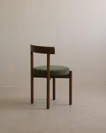 Elaia - Silla de madera de haya con asiento tapizado color verde de 75x38cm, PRODUCTO EN PREVENTA DISPONIBLE A FINALES DE JULIO
