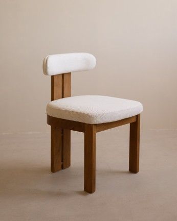 Enara - Silla de madera de haya tapizada en color blanco de 77x42cm, PRODUCTO EN PREVENTA DISPONIBLE A FINALES DE JULIO