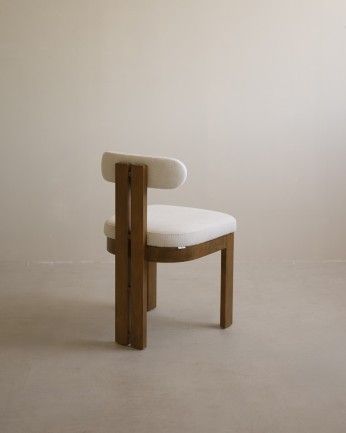 Enara - Silla de madera de haya tapizada en color blanco de 77x42cm, PRODUCTO EN PREVENTA DISPONIBLE A FINALES DE JULIO