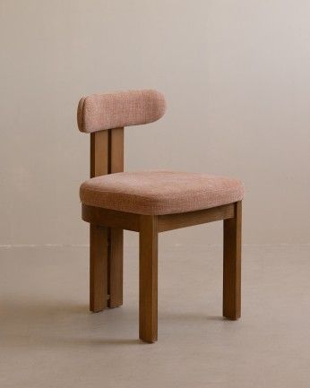 Enara - Silla de madera de haya tapizada en color rosa de 77x42cm, PRODUCTO EN PREVENTA DISPONIBLE A FINALES DE JULIO