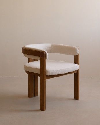 Ainhoa - Silla de madera de haya tapizada en color blanco de 77x42cm, PRODUCTO EN PREVENTA DISPONIBLE A FINALES DE JULIO