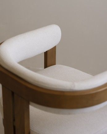 Ainhoa - Silla de madera de haya tapizada en color blanco de 77x42cm, PRODUCTO EN PREVENTA DISPONIBLE A FINALES DE JULIO